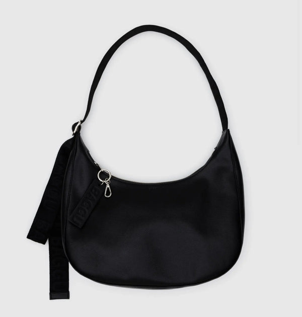 Medium Recycled Leather Crescent Bag
